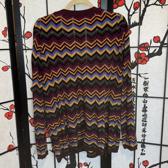 Womens ModCloth 1X Multi Stripe Jewel Tone Knot Long Sleeve V Neck Sweater - Picture 5 of 6